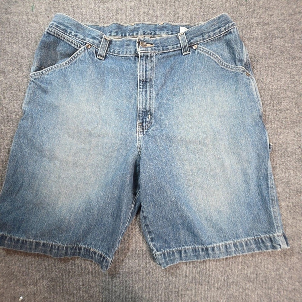 Members Mark Cargo Shorts Mens 38 Blue Medium Wash Denim Relaxed Fit Workwear